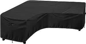 OutdoorLines Waterproof Outdoor Patio Sectional Cover - UV Resistant & Windproof V-Shaped Patio Furniture Covers for Deck, Lawn and Backyard, 420D Heavy Duty Couch Cover 89" L (on Each Side) Black