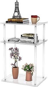 JAZORR Acrylic Side Table,3 Tier Acrylic Clear Nightstand,Clear End Table, Acrylic Tall Side Table, Small Place Transparent Furniture Decorative for Bedside Frame, Sofa, Living Room, Bedroom