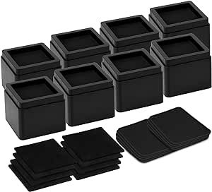 Utopia Bedding Bed Risers 3 Inch - Pack of 8 - Furniture Risers with Anti Slip Foam & Rubber Pad - Stackable Bed Lifts Risers Heavy Duty for Sofa, Bed, Table, Couch & Chair (Black)
