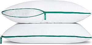 Marlow Bed Pillow - Cooling Infused Memory Foam Pillow with Adjustable Zipper (Set of 2 Standard Size Pillows)