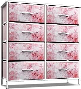 Sorbus Dresser with 8 Drawers - Furniture Storage Chest Tower Unit for Bedroom, Hallway, Closet, Office Organization - Steel Frame, Wood Top, Easy Pull Fabric Bins (8-Drawer, Pink)